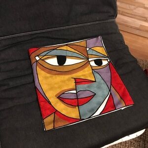 embroidered cubism pillow cover